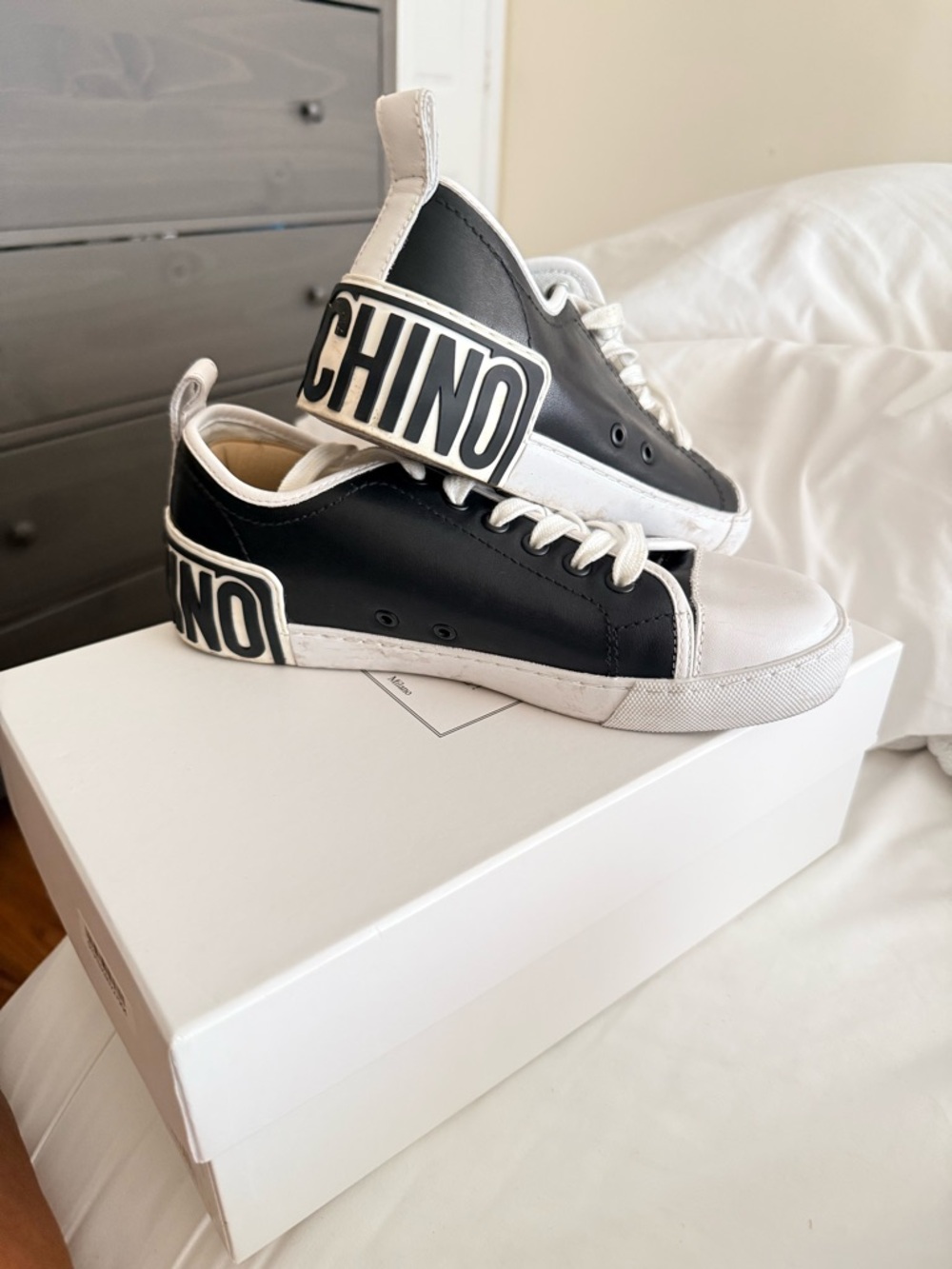 Moschino White Shoe Box with Black Logo